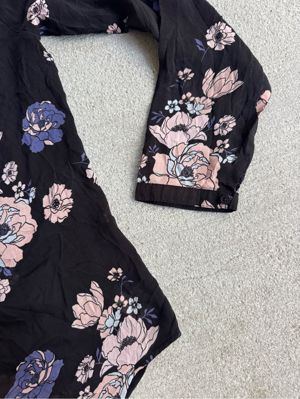 NWT cloth & stone Black Floral Button-Front Blouse XL - Picture 8 of 10
